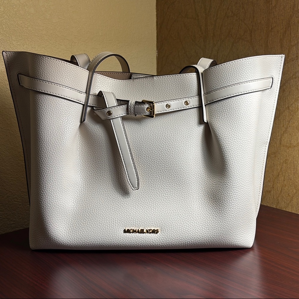New Michael Kors White Leather Tote Bag